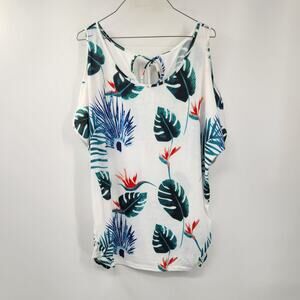 Miselon Floral Cold Shoulder Top Womens Size Extra Large XL